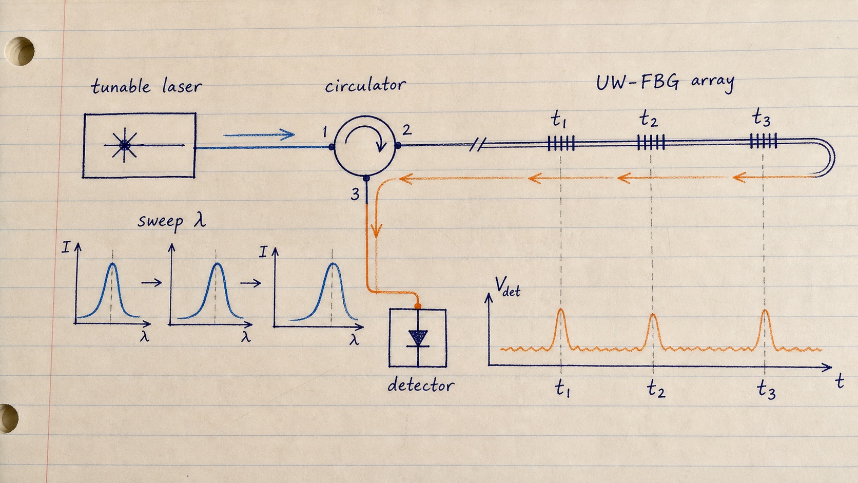 Engineer hand-drawn scanning light-source demodulation principle