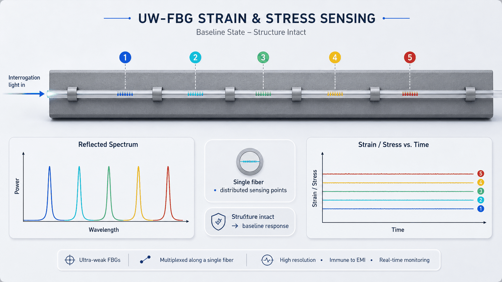 Schematic Diagram of the Sensing Principle of the UW-FBG Stress Sensor